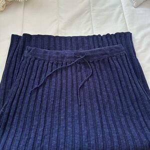 Free People Deep Blue Ribbed Maxi Skirt